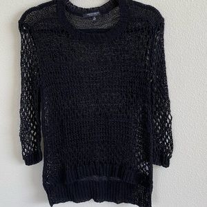 Christian Siriano Black Open Knit Sweater-…